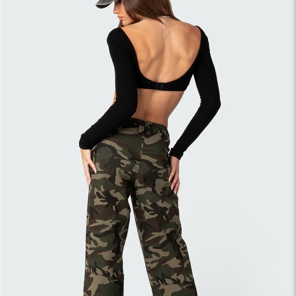 Sydney Ribbed Open Back Crop Top - Picture 2 of 3